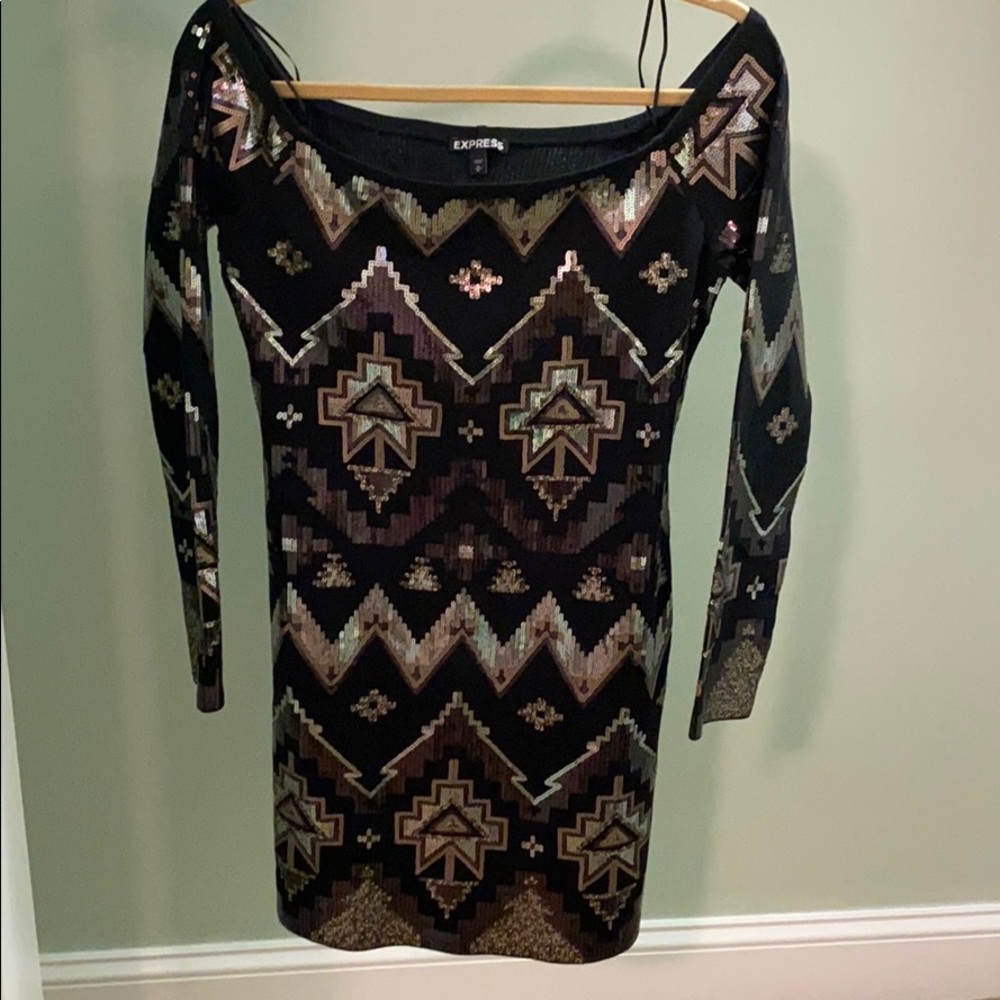 Express geometric sequin dress